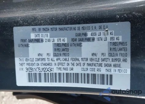 2018 Mazda Mazda3 Sport from USA, damaged, VIN 3MZBN1K76JM204341